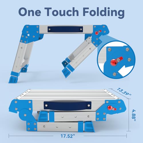 Loyoda 600lbs Work Platform, Foldable Step Stool with One-Click Folding and 3 Adjustable Heights, Perfect for RV Cleaning, Home Painting and Reaching High Places