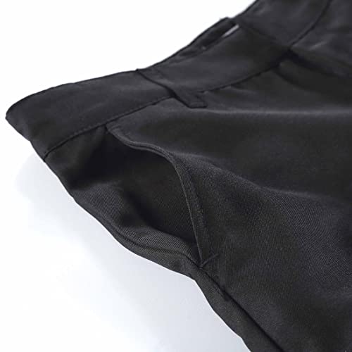 Image of Bienzoe Boys School Uniform Pants: Kids Adjustable Waist Flat Front Dress Trouser Suspender Pack