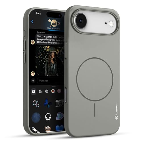 Image of KARWAN Ultra Slim MagEaze Magnetic Matte Finish Back Case Cover Compatible with iPhone 17 Air N52 Magnetic Ring, Wireless Charging Compatible, Scratch Resistant, Hard PC, Grey