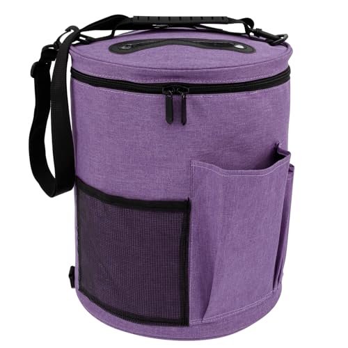 Bolsa de tricô para armazenamento de fios, bolsa de crochê com tampa, bolsa de fio e bolsa de crochê, suporte de fio para crochê, bolsa organizadora de fios portátil, bolsa de tricô para mulheres