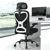Home Office Desk Chairs, Ergonomic Office Chair with Lumbar Support & 3D Headrest, Computer Desk Chair with Flip-up Armrests, Perfect for Office or Study, Black/Silver