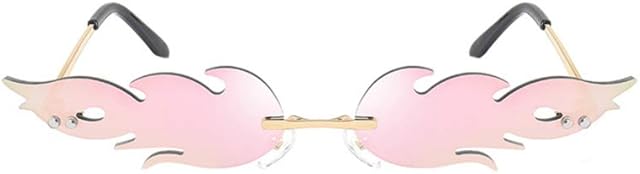 TOYANDONA Sunglasses Women 1Pc Fire Glasses Fashion Glasses Flame Sunglasses Polarizer Clear Metal Eyewear Eyeglasses Frameless Shades for Party Women Girls(Pink)
