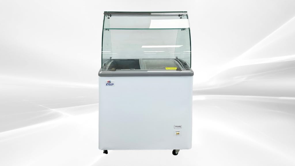 Gelato Freezer Display Case Dipping Cabinet Pan Ice cream showcase Curved Clear Glass 31"