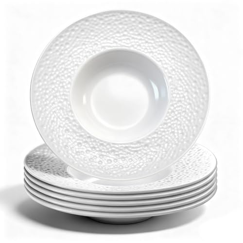 Berglander Rimmed Soup Bowls Set of 6, Reusable 9oz Plastic Multipurpose Plates Dish for Mushroom Soup/Pasta/Fruit/Icecream/Dessert/Snack/Salad, Unbreakable for Kid/Camping/Picnic by Berglander - Used condition - US$16.15
