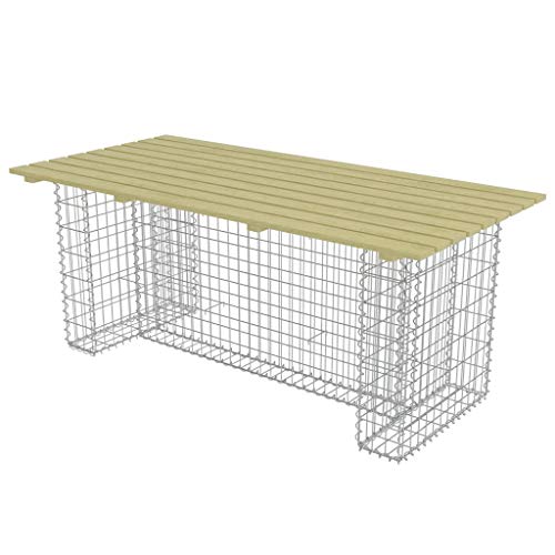 Preisvergleich Produktbild vidaXL Kiefer Gartentisch 180cm Gabionen Tisch Holztisch Gabione Esstisch