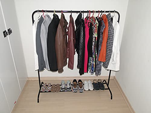 Arara com Sapateira - 1,25 comprimento por 1,50 Altura - 100% Aço - Capacidade 90 Cabides (Preto)