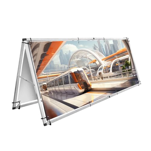 SERABETTO Soporte horizontal de aluminio, 3 x 7 pies, soporte de pancarta para exteriores, marco de pancarta de aluminio, ligero y portátil, fácil instalación sin herramientas