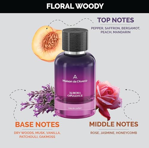 Maison de l'Avenir Aurora Opulence | Floral Woody Fragrance | Perfume for women | Natural & Essential Oils | Eau de Parfum (24 Hours) | Made in Dubai | 100ml / 3.4 fl. oz. | Perfume Gift — view 6