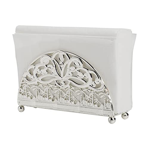 LAHONI Metall-Serviettenhalter für Tische, Vintage-Silber, Papierserviettenhalter, freistehend, Taschentuchspender für Zuhause, Küche, Restaurant, Abendessen, Picknick (5,7 x 3,3 Zoll) Cover