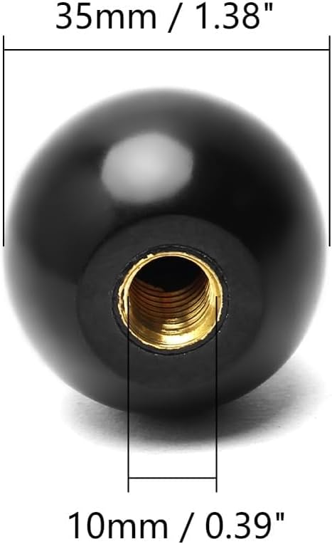 5Pcs 3/8"-16 Threaded Ball Knobs,1 3/8" Dia Ball Knob Female, 5/8" Thread Depth, 1/16" Thread Pitch, 2/5" Thread Dia Female Thread, Bakelite Handle Thermoset Ball Knob Lawn Mowers Black