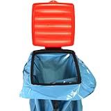 COM-FOUR® Stojak na worki na smieci 3x z pokrywka - mozna ustawic na 3 róznych wysokosciach - idealny do domu, ogrodu, warsztatu i na kemping - zólty uchwyt na worki - sorter odpadów (3x - czerwony)