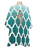 Ftopucans Ombre Teal Morocco Barber Hair Cutting Cape,Salon Haircut Cape for Adults,Kids,Men Hair Cutting,Funny Bicycle Dino-Saur Geometry Plaid Hairdresser Haircutting Stylist Barber Styling Cape