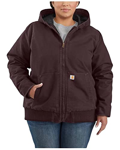 Carhartt Womens Active Jacket Wj130 (Plus Size) Work Utility Outerwear, Deep Wine, 1X Us #TOP1