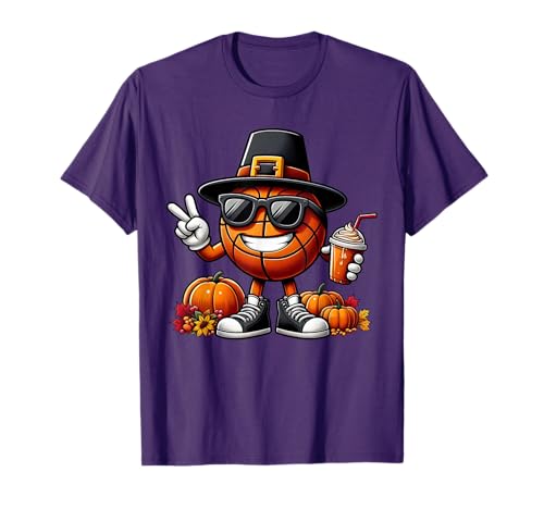 Autumn Pumpkin Fall Basketball T-Shirt for Women, Men, Kids