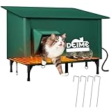 Agrandie Niche pour Chat Exterieur, Chauffée Cabane Chat Exterieur avec Coussin Chauffant...