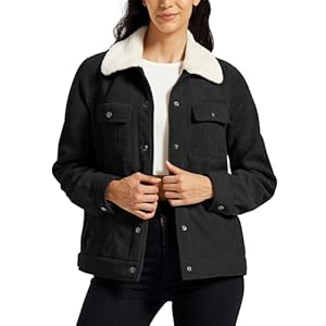 MoFiz – Chaqueta de pana para mujer con forro polar cálido, chaqueta de invierno con botones, estilo casual con bolsillos