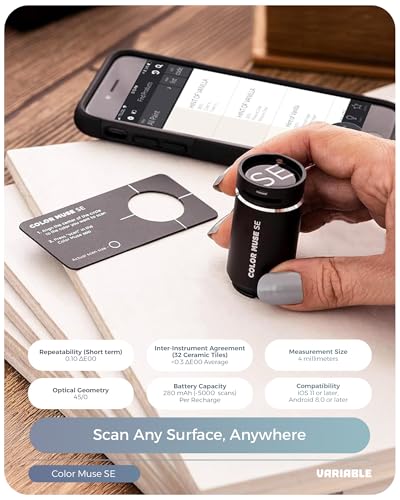COLOR MUSE SE Colorimeter, Paint Color Matching Tool, Portable Digital Color Values, Reader, Sensor, Identify Closest Matching Paint and Scanner Device for Painters, Designers - Thumbnail 6