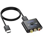 CAMWAY RCA to HDMI Converter, 1080P AV to HDMI Converter, 16:9/4:3 Conversion Mini Composite CVBS Audio Video Adapter Supports PAL/NTSC for Wii/PS1/PS2/N64/Xbox