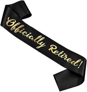 Black Officially RetiredSash Retirement Party Decoration Supply, Officially RETIRED Retirement Gifts for Women Men Retirement Party Supplies, Gifts, Favors
