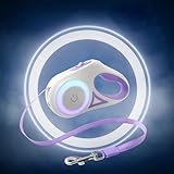 DoggKKin LED Retractable Dog Leash - 5m/16Ft Glowing Lead with Auto - Lock & Reflective Stripes - Waterproof for Small & Medium Dogs at Night