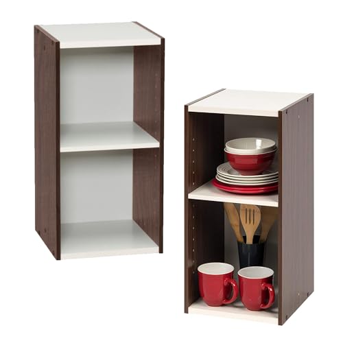 Iris Ohyama, Bibliotheque Gain de Place, Large 2 Etageres, Marron, Réglable, Modulable, pour...