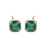 Bellitia Jewelry Pendientes de botón minimalistas hipoalergenicos en plata de ley 925 regalo de joyería con esmeralda para mujer