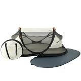 Deryan Cuna de Viaje, Bolsa Transporte, 2 en 1, Plegado ultracompacto, Colchón extraíble, con Mosquitera, 0-2.5 años (0-15kg), Tela Transpirable, Entrada Lateral con Cremallera, Parque bebé (Ivory)