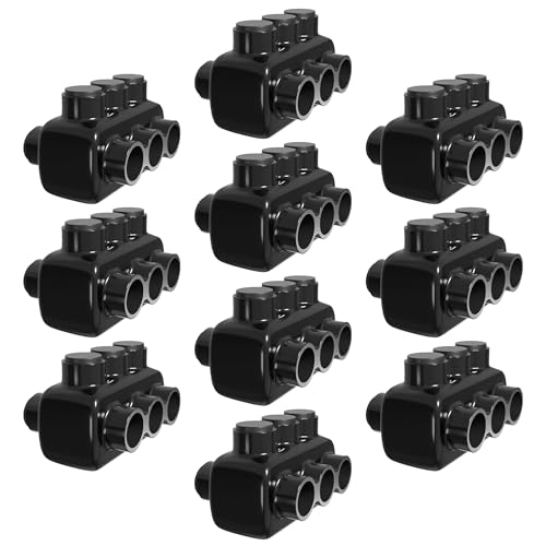 OHLECTRIC 10 Pack - Insulated Wire Connector 3 Port Dual Side Entry for 3/0-6 Wire Range Lugs with 7/32 Hex Screw, Pre-Filled with Oxide Inhibitor - Wire Connectors, Electrical Connectors, Wire Tap
