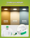 Fondiiz Zestaw 12 wpuszczanych reflektorów LED 6 W, 220 V, bardzo płaska biel 2700 K, neutralna biel, 4000 K, zimna biel, 6000 K, regulowany, reflektor łazienkowy, IP44, do salonu, kuchni, okrągły