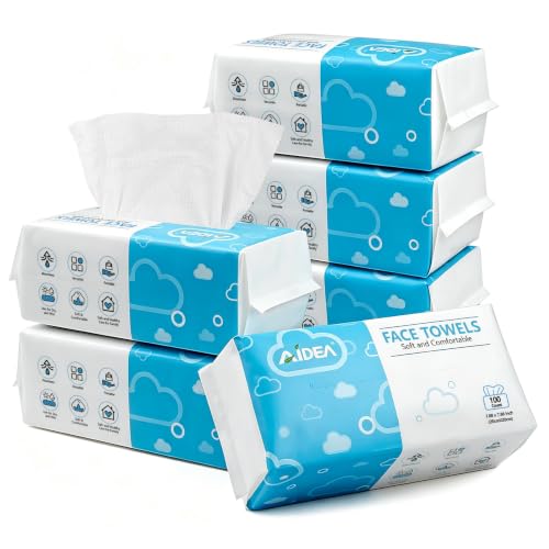 Image of AlDEA Face Towels Disposable-600Ct, Face Towelettes for Sensitive Skin | Clean Facial Wipes for Makeup Removing, Facial Cleansing, Travel, Dry Wipes Face Cloths