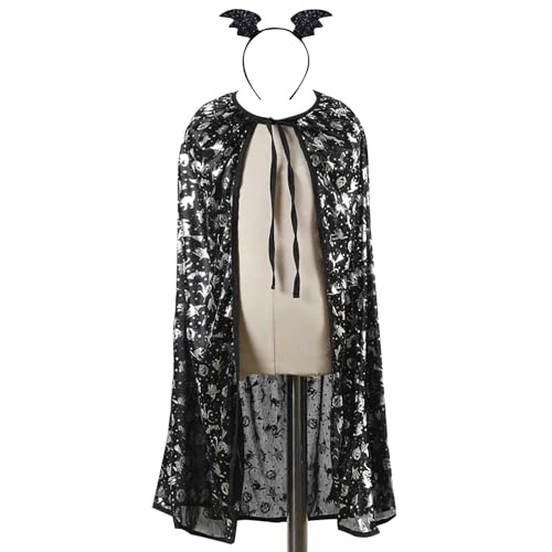 2 Pack Unisex Halloween Cloak Hoodie Lace Cape with Headband Kids Halloween Topic Fashion Clothes 𝐑obe