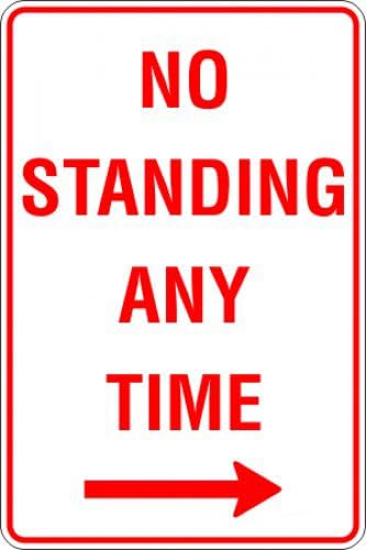 No Standing Any Time Arrow Right Parking Signs Metal Tin Sign 12x8 inch for Industrial & Commercial