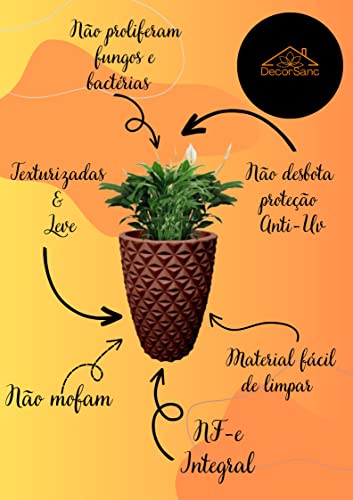 Jogo Vasos P Luxo Diamante 3d Plantas Casa Jardim 3 Tamanhos (Marrom)