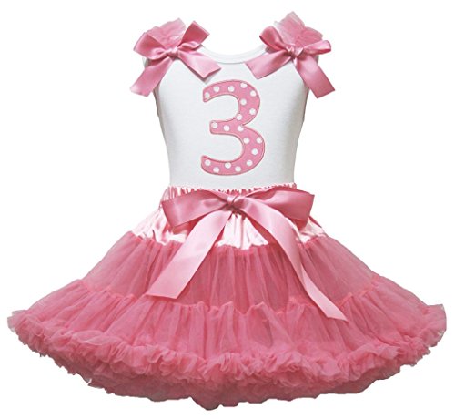 Tenue fille 1-8y avec robe anniversaire 3 ans et jupe tulle rose