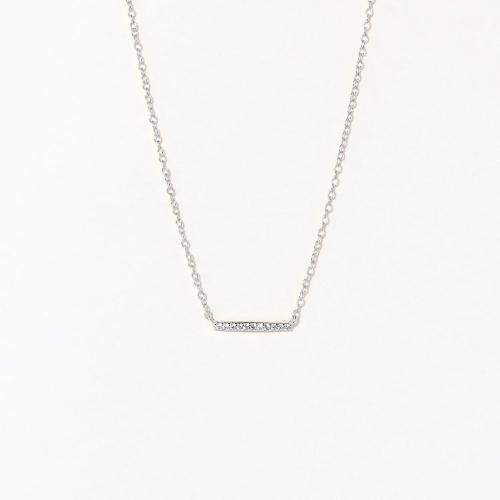 CAITLYNMINIMALIST Diamond Bar Necklace 18K Gold Sterling Silver Dainty Cubic Zirconia for Women Gift for Her