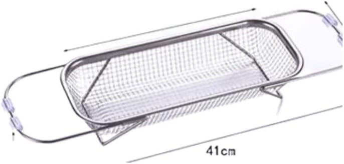 不锈水槽 Under Sink Organizer and Storage,沥水篮厨房水池伸缩洗菜盆沥水架多功能收纳台面边缘-【小 中 大】三件套 【不锈款】