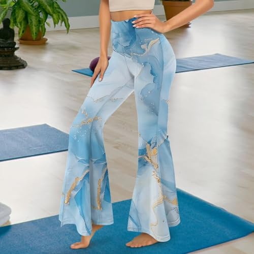 Spowatriy Calça feminina de ioga de cintura alta com fenda e controle de barriga para treino, crosso