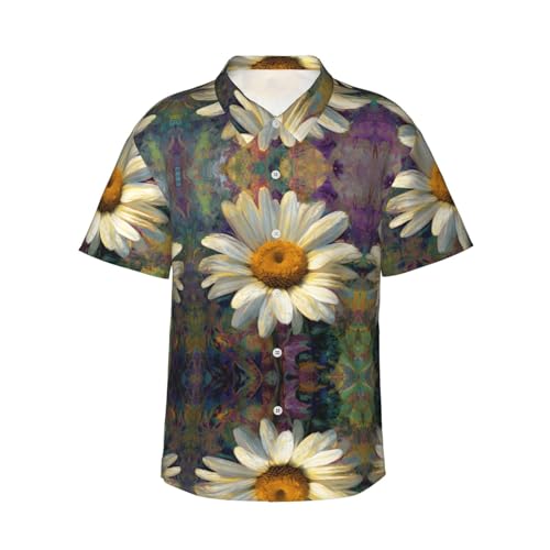 Chemise à manches courtes homme motif marguerites plage été chic