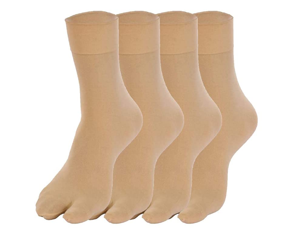 Women's Calf Length Warm Thumb Cotton Socks Skin Color -Pack of 5-picture-19