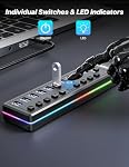 Powered USB Hub, 10-Port USB 3.0 Hub with RGB LED Strip -5Gbps Data Transfer,Individual LED On/Off Switches and 12V/2A Power Adapter for Laptop, PC, Mouse, Keyboard, Hard Drive or More USB Devices.