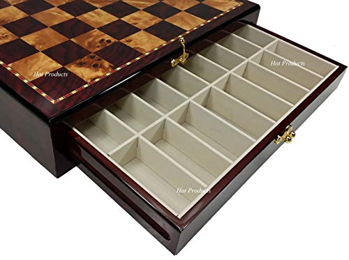 Greek Mythology Olympus Gods Zeus Vs Poseidon Pewter And Bronze Color Chess Set With 17" High Gloss Cherry & Burlwood Color Storage Board #TOP1