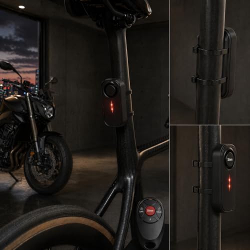 Image of Anti-Theft Bike Alarm with Remote, 113db Wireless Vibration Motorcycle Bike Alarms for Ebikes Scooter with LED Lights, Waterproof Car Alarm System with Motion Sensor, Bike Accessories