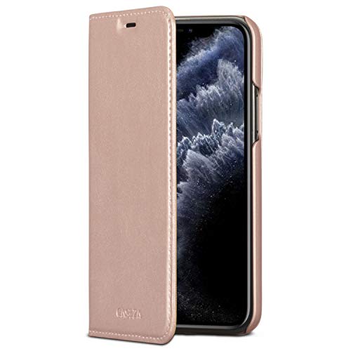 CASEZA Etui iPhone 11 Pro Rose Gold Cuir Végétalien Oslo Housse Folio à Rabat Portefeuille Livre en Simili Cuir pour iPhone 11 Pro (5,8