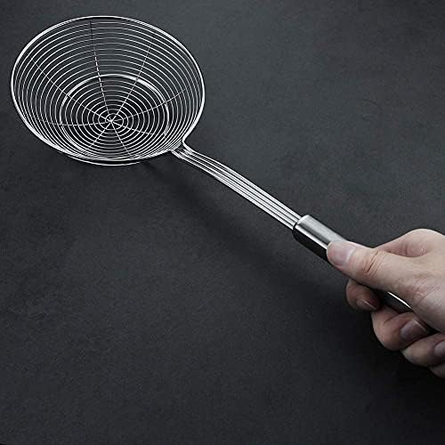 YFWOOD Strainer Skimmer Spider Ladle Stainless Steel, Kitchen Wire Net Spoon with Handle for Frying Scooping Food, Pasta, Spaghetti, Noodle (Diameter: 5.5inch/14cm, Total Length: 15inch/39cm)