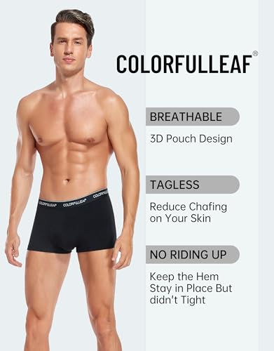 COLORFULLEAF Men's Underwear Soft Bamboo Rayon Boxer Briefs Tagless Open Fly Breathable Underwear Multipack2