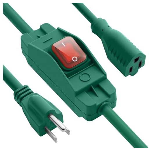 Makevivi Outdoor Waterproof On/Off Switch Extension Cord, Heavy Duty 125v/250v Black SJTW Cord (10 Ft, Green)