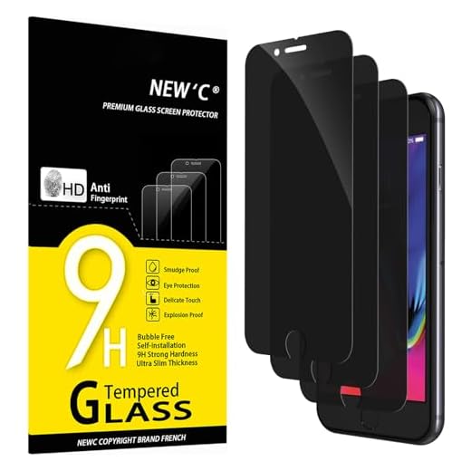 NEW'C 3 Stück, Sichtschutz für iPhone 8, iPhone 7 für Panzerglas, Verbesserter 28-Grad-schutzwinkel, Ultra-Haltbare 9H Härte, Blasenfrei