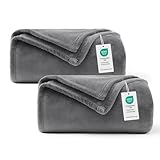 WAVVE Kuscheldecke Flauschig 2er Set Decke Fleecedecke - 2 Stücke Set Sofadecke 150x200 cm Warm Wohndecke Couchdecke, Grau Decke Weich Sofaüberwurf XL