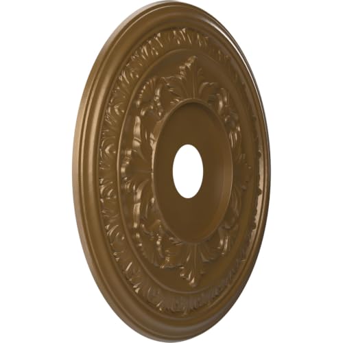 Image of Ekena Millwork CMP22BACCB Baltimore Thermoformed PVC Ceiling Medallion (Fits Canopies up to 7 3 /4 inch), 22 inchOD x 3 1 /2 inchID x 1 inchP, Metallic Champagne Bronze