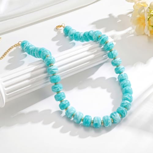 Ritach Chunky Beaded Necklaces for Women, Turquoise Necklace Jewelry — view 6